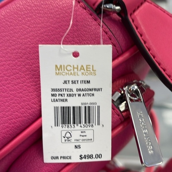 Michael Kors Pink Crossbody Bag with Logo Strap - Picture 7 of 11